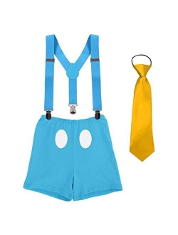 Baby Boys Adjustable Y Back Elastic Clip Suspenders Pre-tied Outfits 1st/2nd/3rd Birthday Cake Smash Bloomers Bowtie set