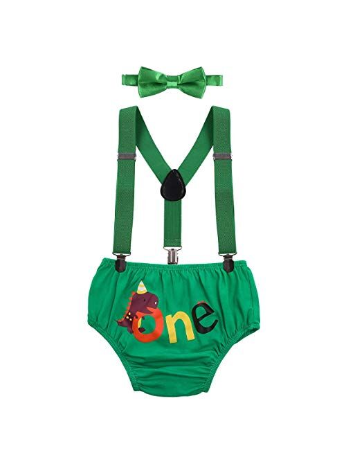 Baby Boys Adjustable Y Back Elastic Clip Suspenders Pre-tied Outfits 1st/2nd/3rd Birthday Cake Smash Bloomers Bowtie set