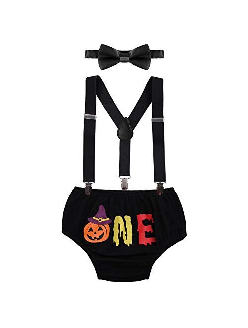 Baby Boys Adjustable Y Back Elastic Clip Suspenders Pre-tied Outfits 1st/2nd/3rd Birthday Cake Smash Bloomers Bowtie set