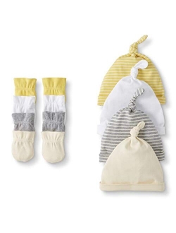 Moon and Back by Hanna Andersson Baby Boys' and Girls' 4-Pack Organic Cotton Cap and Mitten Set