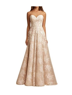 MYDRESS Women's Gorgeous Lace Appliques Sweetheart Wedding Dresses A-Line Bridal Gowns