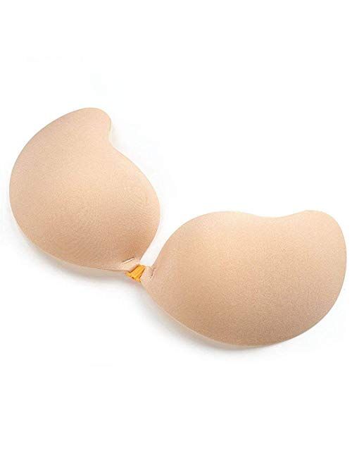 MITALOO Push up Strapless Self Adhesive Plunge Bra Invisible Backless Sticky Bras Beige