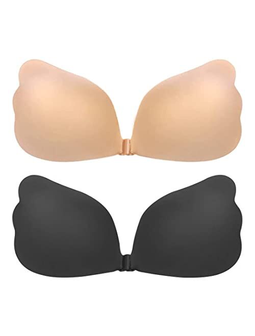 MITALOO Push up Strapless Self Adhesive Plunge Bra Invisible Backless  Sticky Bras