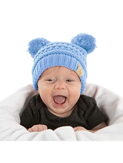 Funky Junque Exclusives Baby Infant Beanie Knit Warm Winter Pom Skull Cap Hat