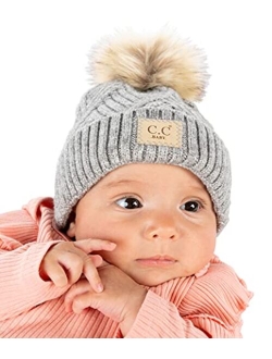 Funky Junque Exclusives Baby Infant Beanie Knit Warm Winter Pom Skull Cap Hat