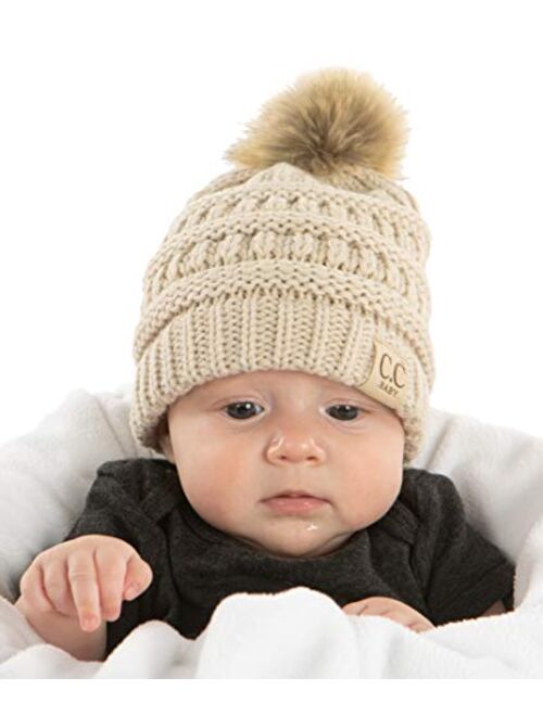 Funky Junque Exclusives Baby Infant Beanie Knit Warm Winter Pom Skull Cap Hat