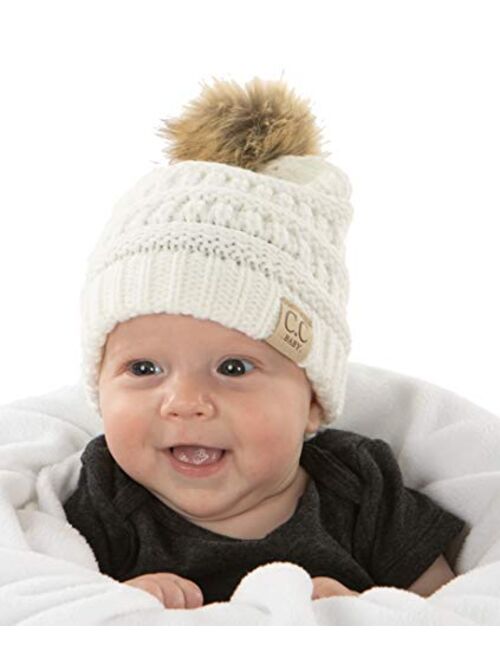 Funky Junque Exclusives Baby Infant Beanie Knit Warm Winter Pom Skull Cap Hat