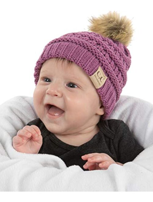 Funky Junque Exclusives Baby Infant Beanie Knit Warm Winter Pom Skull Cap Hat