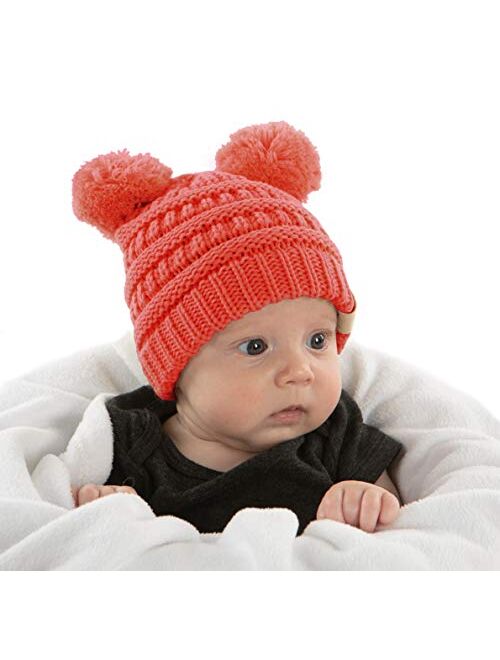 Funky Junque Exclusives Baby Infant Beanie Knit Warm Winter Pom Skull Cap Hat