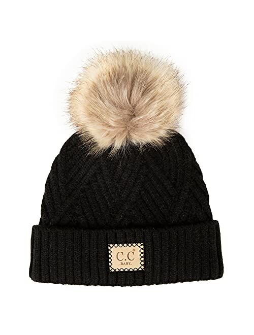 Funky Junque Exclusives Baby Infant Beanie Knit Warm Winter Pom Skull Cap Hat