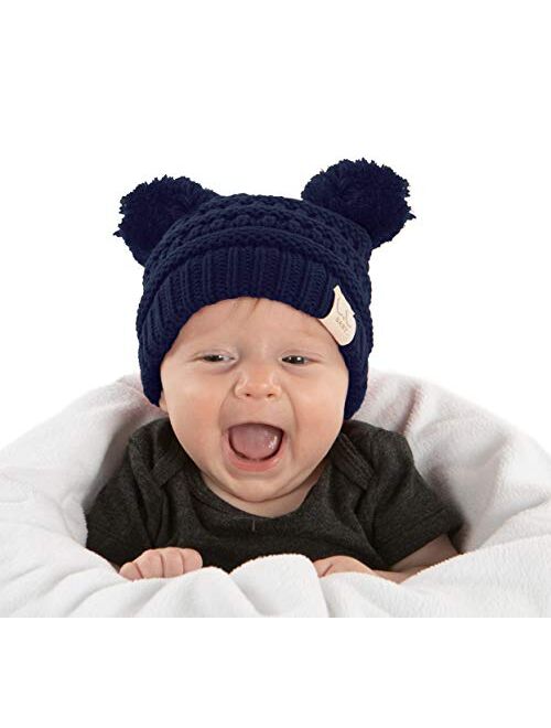 Funky Junque Exclusives Baby Infant Beanie Knit Warm Winter Pom Skull Cap Hat