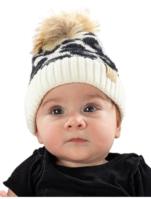 Funky Junque Exclusives Baby Infant Beanie Knit Warm Winter Pom Skull Cap Hat