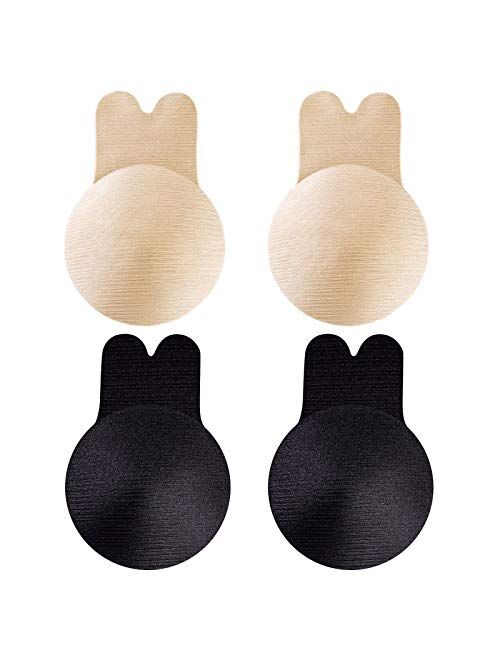 Fedciory Sticky Bra Invisible Backless Bras - Adhesive Push Up Nipple Covers Reusable for Women Large Breasts Set of 2