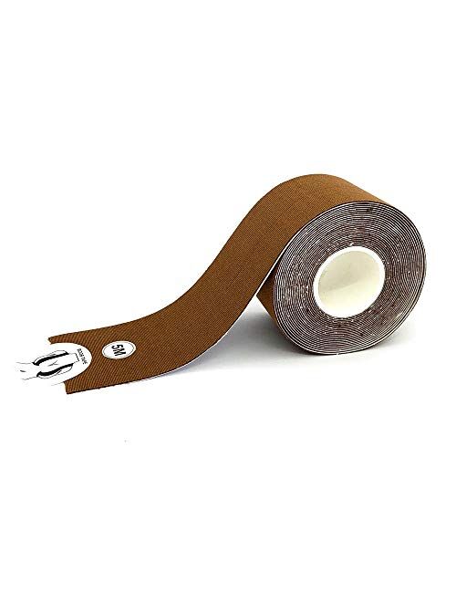 Boob Tape, Breathable Breast Lift Tape Adhesive Bra for A-E Cup Large Breast (Brown)