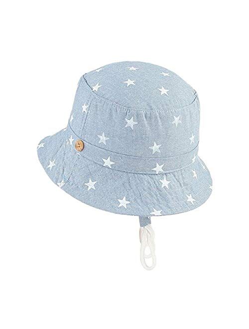 Grtodnz Baby Boys Girls Cotton Sun Hat Beach Hat Summer Outdoor UPF 50+ with Adjustable Chin Strap,A-50cm