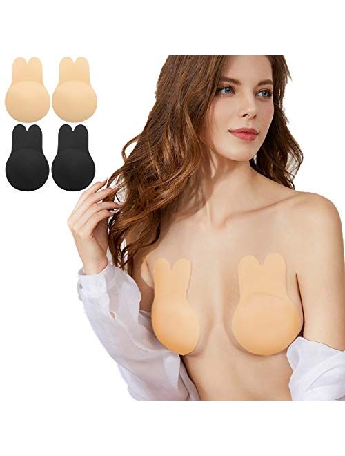 Robesty Adhesive Bra,Strapless Bras 2Pairs Invisible Lift Backless Sticky Bra for Women