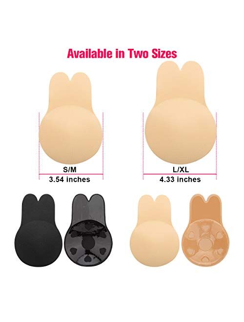 Robesty Adhesive Bra,Strapless Bras 2Pairs Invisible Lift Backless Sticky Bra for Women