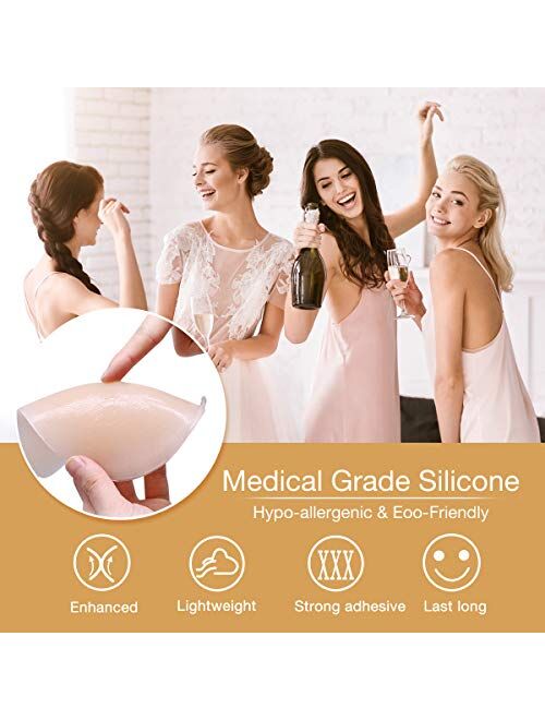 Adhesive Silicone Lift Bra Reusable Stick On Bra Self-Adhesive Bra Invisible Breast Lift Sticky Bra Backless Deep V Plunge Sticky Bra - Nipple Covers Push Up Bra Breast P