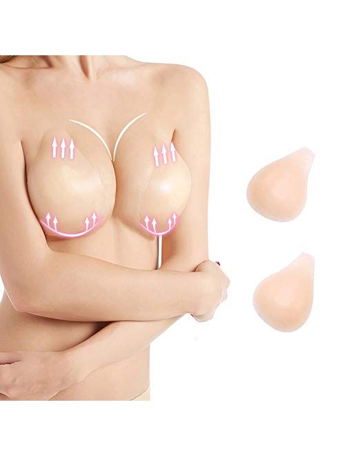 Adhesive Bra Breast Lift-Invisible Nipple Covers Reusable Silicone Sticky Pasties