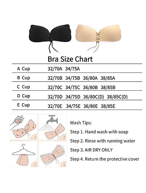 UOTJCNR Sticky Bra Invisible Lift up Bra Adhesive Bra Push up Bra Backless Strapless Bra for Women