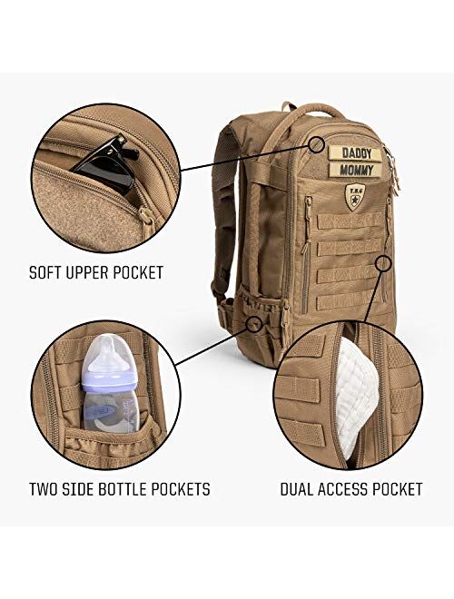 TBG - Mens Tactical Diaper Bag Backpack w/Built-in Changing Mat, Stroller Strap