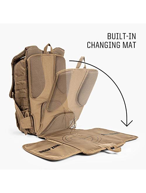 TBG - Mens Tactical Diaper Bag Backpack w/Built-in Changing Mat, Stroller Strap