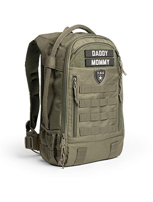 TBG - Mens Tactical Diaper Bag Backpack w/Built-in Changing Mat, Stroller Strap