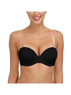 YBCG Strapless Convertible Multiway Underwire Bra with Clear Strap