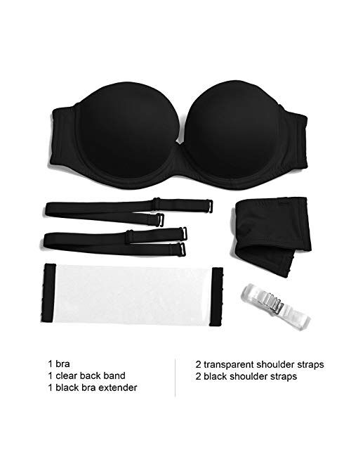 LASCANA Clear Strap Underwire T-Shirt Bra Transparent Strapless Comfortable  Cups for Women B-DD