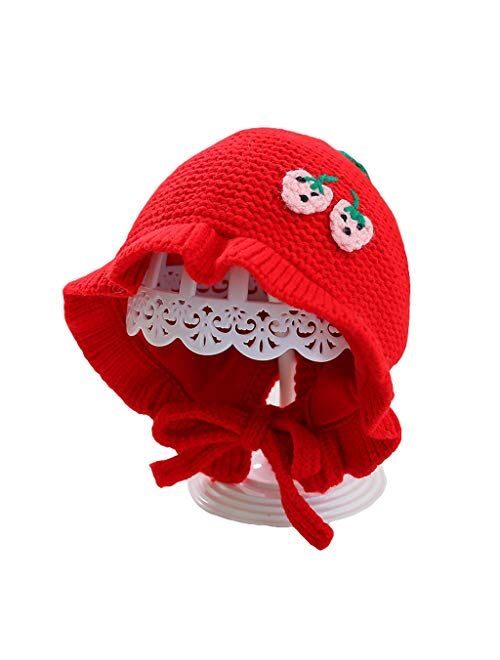 Baby Toddler Girls Kids Winter Knitted Hat Cotton Lined Knit Kids Earflap 3-24 Months Outdoors Cap (Color : Pink, Size : 3-24 Months)