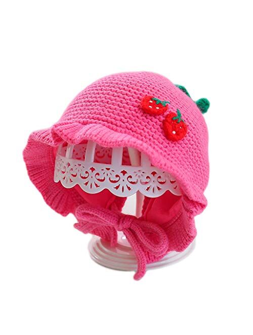 Baby Toddler Girls Kids Winter Knitted Hat Cotton Lined Knit Kids Earflap 3-24 Months Outdoors Cap (Color : Pink, Size : 3-24 Months)