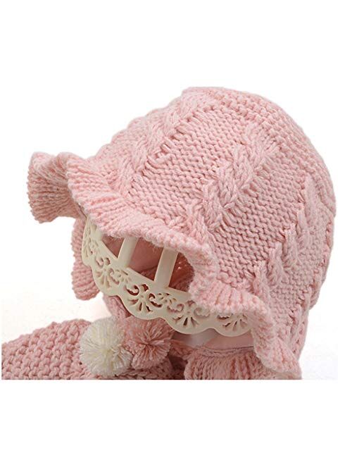 Toddler Winter Hat Scarfs with Hood, Cute Baby Kids Warm Knitted Earflap Caps for Girls Outdoors Cap (Color : Caramel, Size : 6-16 Months)