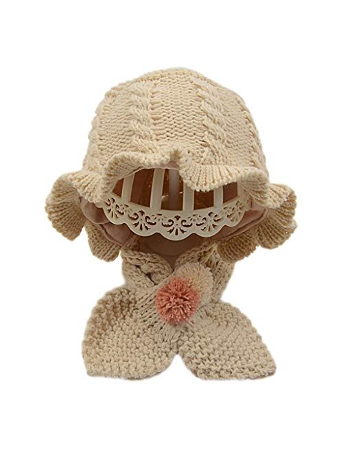 Toddler Winter Hat Scarfs with Hood, Cute Baby Kids Warm Knitted Earflap Caps for Girls Outdoors Cap (Color : Caramel, Size : 6-16 Months)