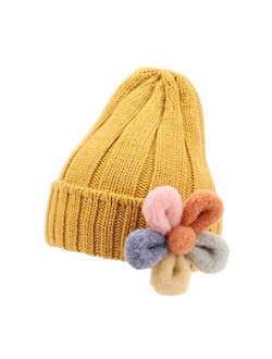 Toddler Baby Girl Lovely Flowers Knit Hat Winter Soft Warm Hats Outdoors Cap (Color : Red, Size : 6-36 Months)