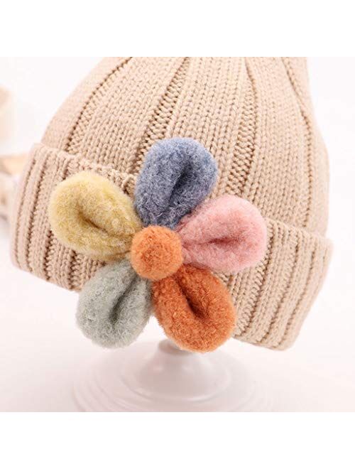 Toddler Baby Girl Lovely Flowers Knit Hat Winter Soft Warm Hats Outdoors Cap (Color : Red, Size : 6-36 Months)