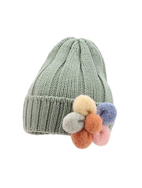 Toddler Baby Girl Lovely Flowers Knit Hat Winter Soft Warm Hats Outdoors Cap (Color : Red, Size : 6-36 Months)