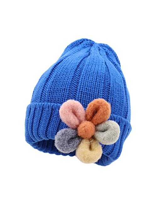 Toddler Baby Girl Lovely Flowers Knit Hat Winter Soft Warm Hats Outdoors Cap (Color : Red, Size : 6-36 Months)