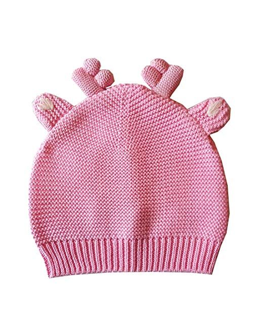 Fashion Warm Earflap Hand Hook Christmas Moose Baby Cotton Line Baby Hat Girls Boys Kids Toddler Knit Hat Styling (Color : Blue, Size : 6M)