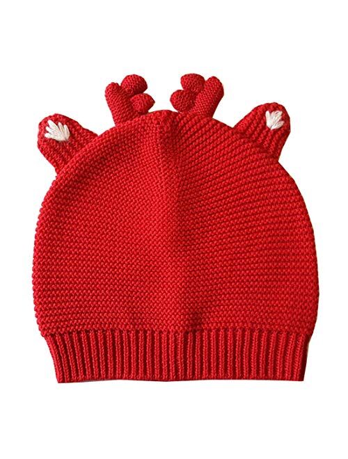 Fashion Warm Earflap Hand Hook Christmas Moose Baby Cotton Line Baby Hat Girls Boys Kids Toddler Knit Hat Styling (Color : Blue, Size : 6M)