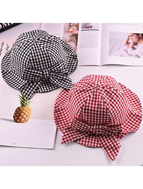 Soft Cotton Summer New Baby Hat Outdoor Bowknot Bucket for Princess 3-24 Months Baby Girl Hat Newborn Sun Hats Panama Cap (Color : Red)