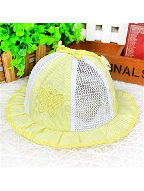 XINGYAO Summer hat 1Pc Hat Girl Magic Reversible Bucket Cap for 3 to 12 Months Infant Toddler Lace Basin Sun Summer Flower Bow-Knot Hats (Color : Yellow, Size : 0 18 Mont