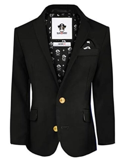 Boys' Golden Age Slim Fit Blazer Jacket with Brass Buttons Presented by The Black Ring Pirates