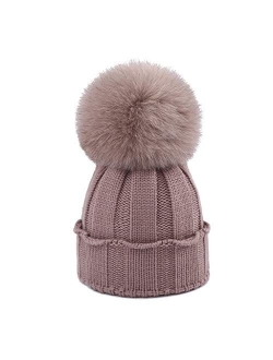 Baby Hat for Girls Infant Pompom Hat Kid Winter Hats Toddler Cap Knit Warm Caps for Baby Boys Girls Outdoors Cap (Color : Brown, Size : 3-36 Months)