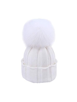 Baby Hat for Girls Infant Pompom Hat Kid Winter Hats Toddler Cap Knit Warm Caps for Baby Boys Girls Outdoors Cap (Color : Brown, Size : 3-36 Months)