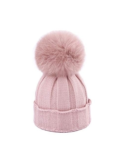 Baby Hat for Girls Infant Pompom Hat Kid Winter Hats Toddler Cap Knit Warm Caps for Baby Boys Girls Outdoors Cap (Color : Brown, Size : 3-36 Months)