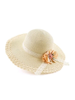 Bamery Baby Girl Straw Hat Toddler Summer Beach Hats with Bowknot Sun Protection Hats for Kids Girls 3-6 Years