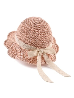 Bamery Baby Girl Straw Hat Toddler Summer Beach Hats with Bowknot Sun Protection Hats for Kids Girls 3-6 Years