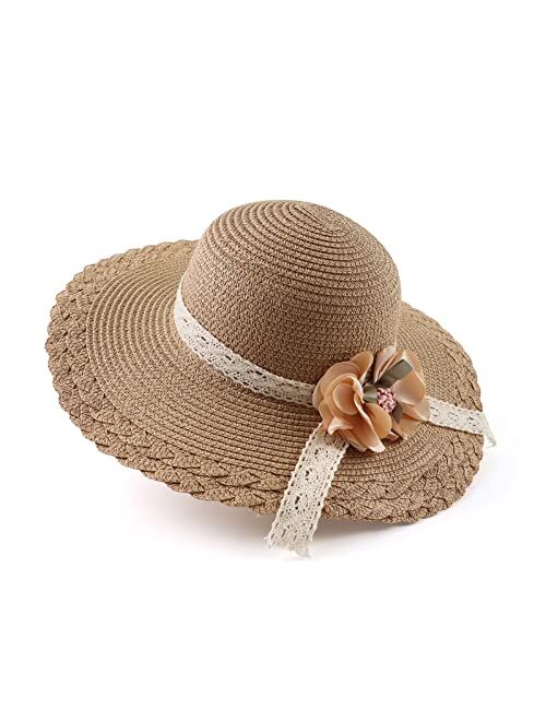 Bamery Baby Girl Straw Hat Toddler Summer Beach Hats with Bowknot Sun Protection Hats for Kids Girls 3-6 Years