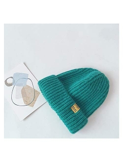 Autumn and Winter Solid Color Baby Knitted Hat Children's Warm Soft Casual Hat Child Girl Boy Beanie (Color : Light Green, Size : 48 52cm)