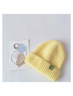 Autumn and Winter Solid Color Baby Knitted Hat Children's Warm Soft Casual Hat Child Girl Boy Beanie (Color : Light Green, Size : 48 52cm)